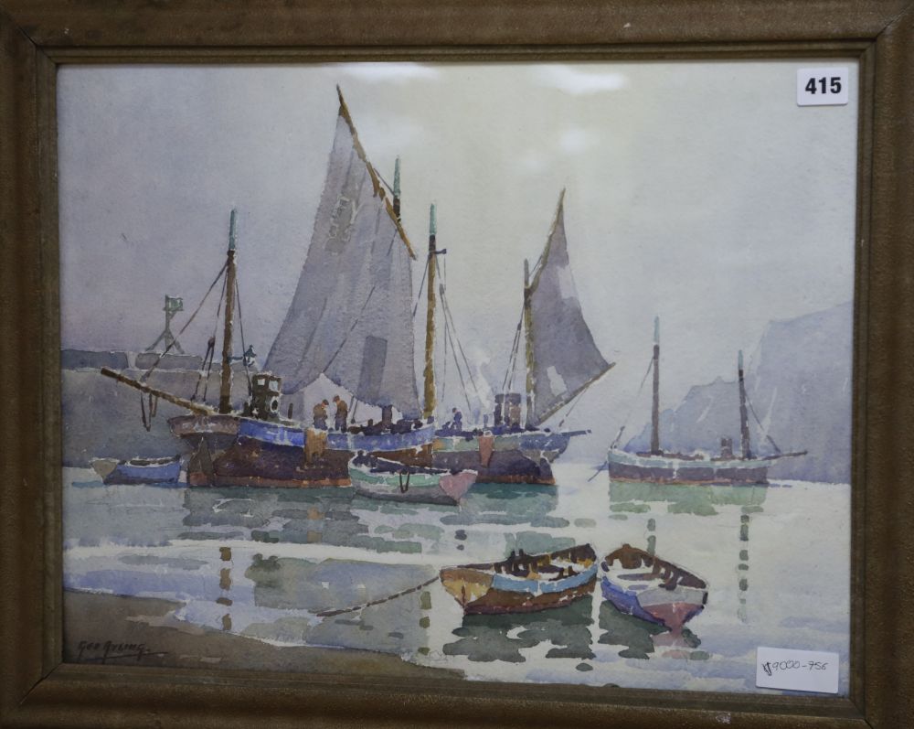 George Ayling (1887-1960), watercolour, A calm morning, signed, 40 x 52cm